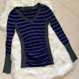 Purple and Gray Striped Long Sleeve Tunic Size XS